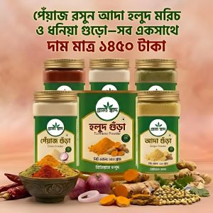 পেঁয়াজ রসুন আদা হলুদ, মরিচ ও ধনিয়া গুঁড়ো—সব একসাথে